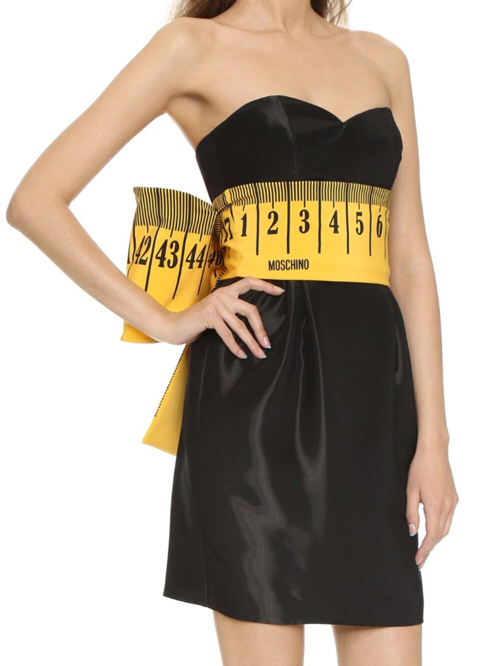 New Moschino Couture Strapless Measuring Tape Mini Dress Black Bow US 4 IT 38 - Picture 1 of 17